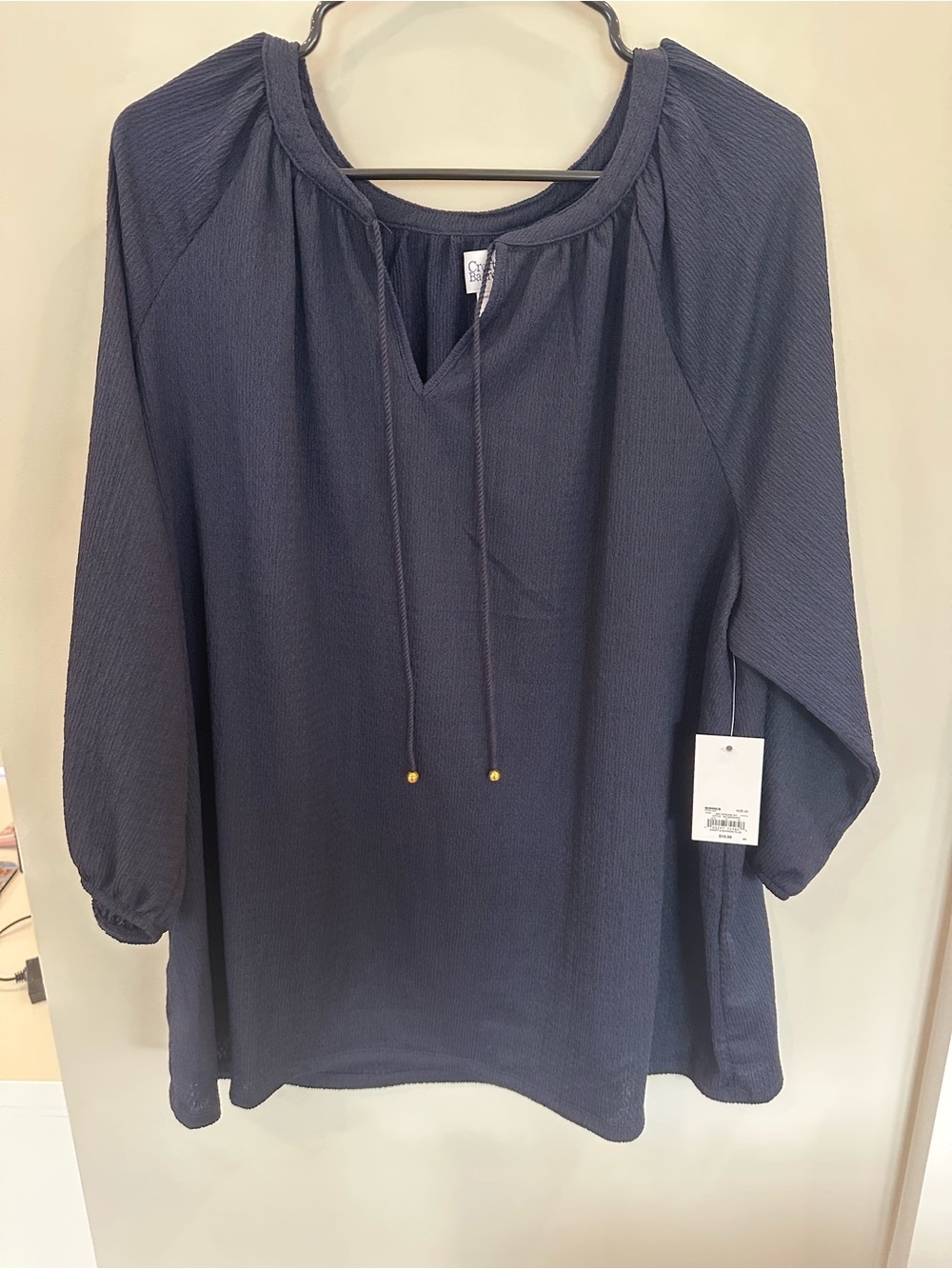 croft & barrow Navy Textured Tie-Neck Tunic